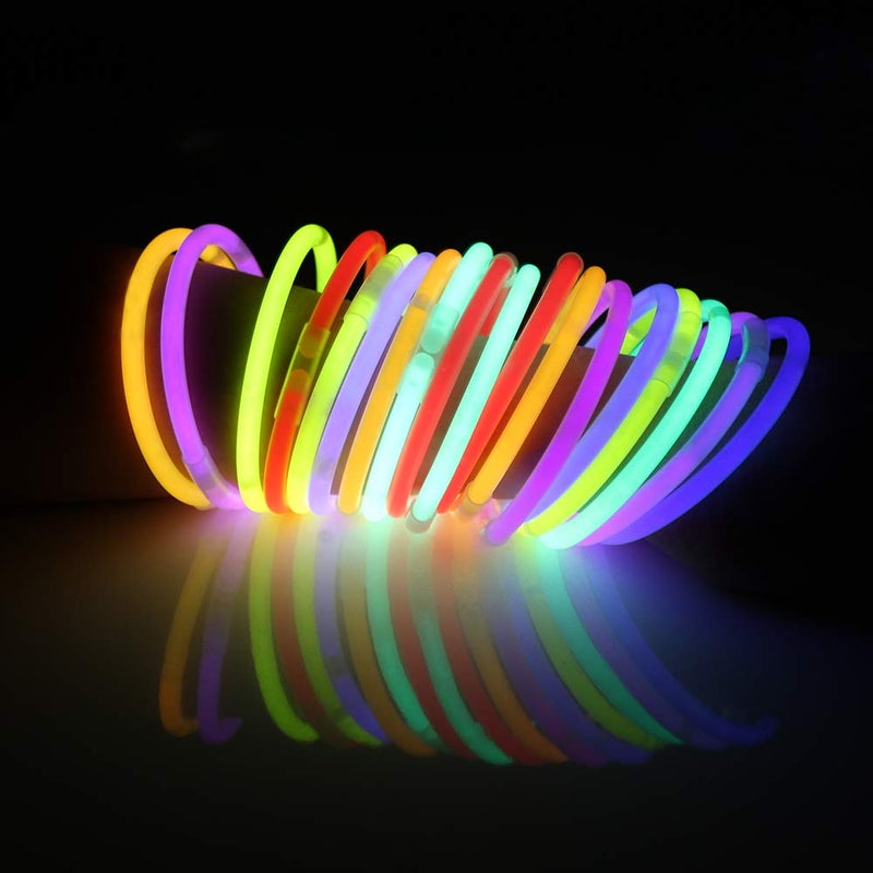 جوين JOYIN Glow Sticks Bulk 1000 8 "" Glowsticks؛ أساور عصا الوهج؛ القلائد الوهج؛ مجموعة لوازم حفلات عيد الهالوين المتوهجة في الظلام في الرابع من يوليو من لوازم حفلات كرة القدم - Image 5